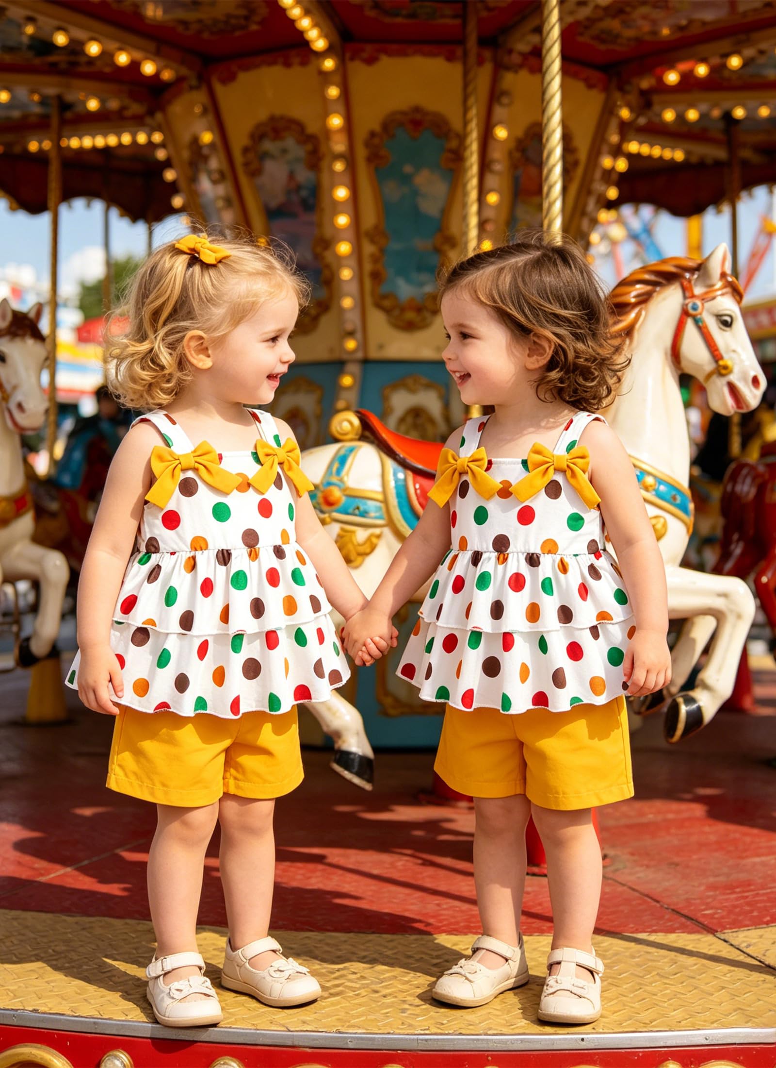 Fanient Bekleidungssets für Mädchen Sommer Kleidung Sets Ärmellos Rüschentop Kurze Hose mit Taschen Süß Freizeitoutfit 2-6 Jahre