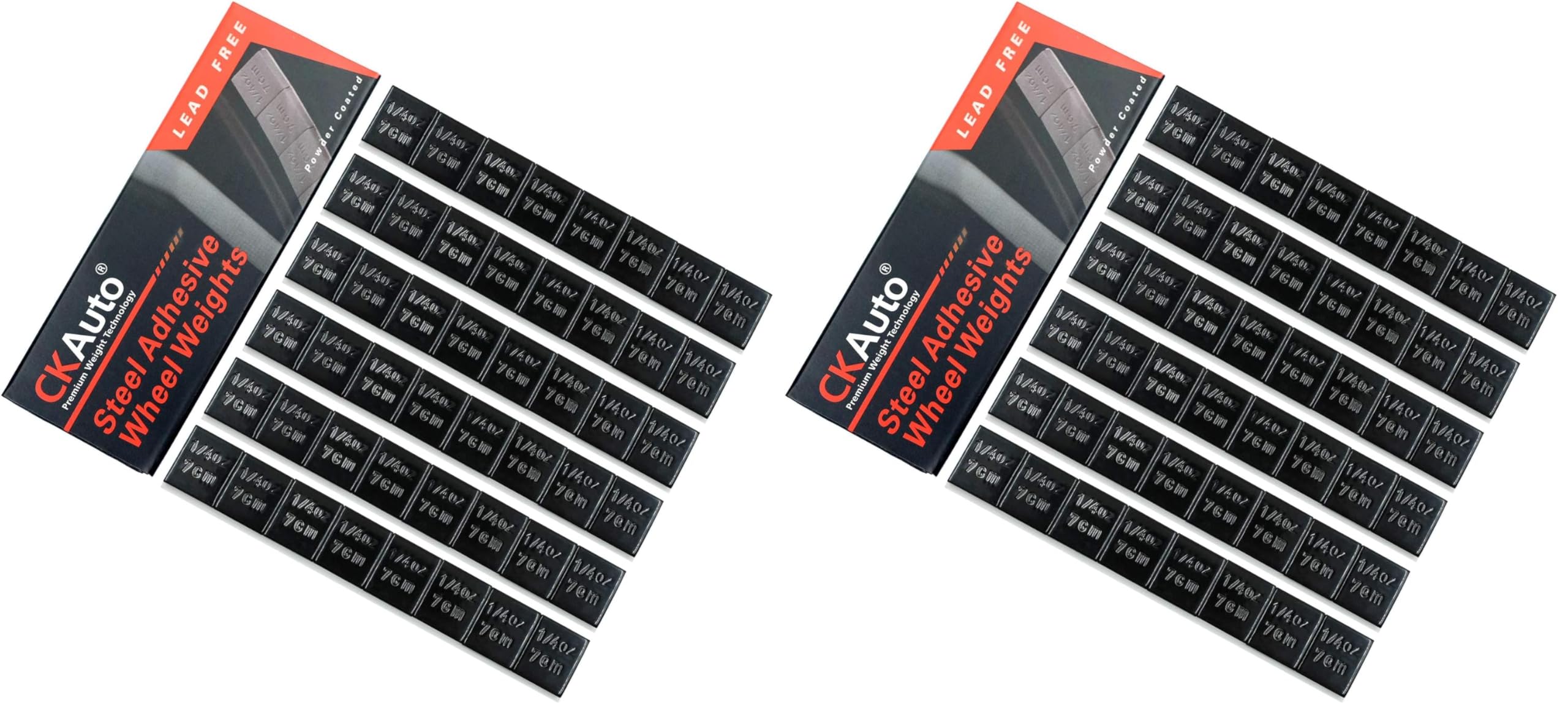 CKAuto 1/4oz, 0.25oz, Black, Adhesive Stick on Wheel Weights, EasyPeel Type. Cars, Trucks, SUVs, Motorcycles, RC Cars. Low Profile, 12oz/Box, U.S. OEM Quality, (48pcs) (Pack of 2)