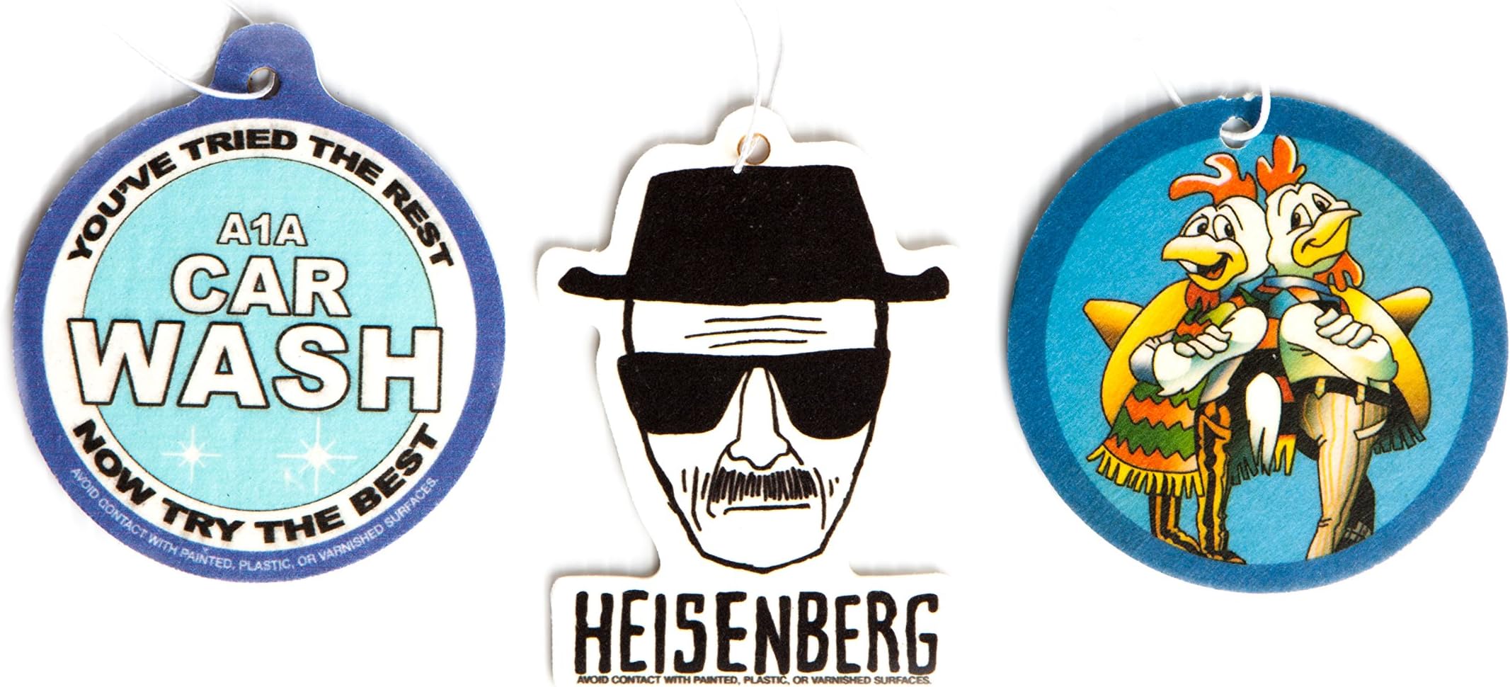 Cool TV Props Breaking Bad Air Freshener Set of 3 - Heisenberg, Pollos Hermanos, and A1A Carwash