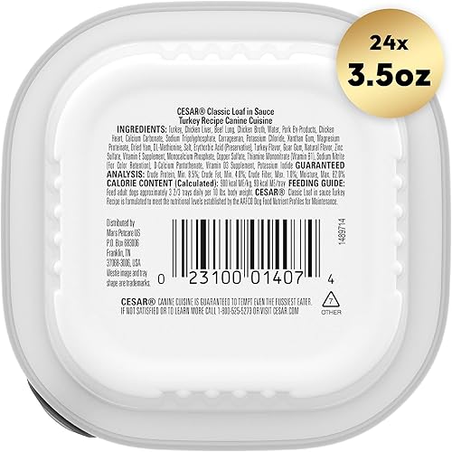 Miniatura 47 de CESAR Soft Wet Dog Food Classic Loaf - Comida para perros en salsa sabor a carne Porterhouse, de 3.5 onzas (paquete de 24 unidades)