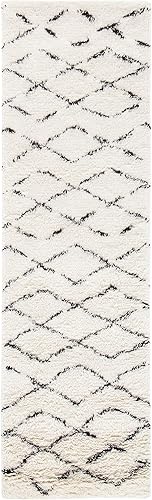 Miniatura 2 de SAFAVIEH Casablanca Collection - Alfombra de pasillo, 2 pies 3 pulgadas x 8 pies, marfil y marrón, hecha a mano de lana marroquí boho neozelandesa,