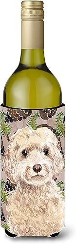 Caroline's Treasures BB9585LITERK Champagne Cockapoo Pine Conos Botella de Vino Hugger Botella Enfriador Funda Hugger Lavable a Máquina Aislante