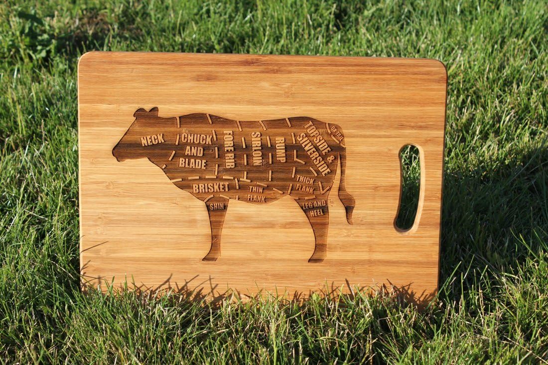 'British Beef Cow Steak Cuts' Personalised & Engraved Chopping Board