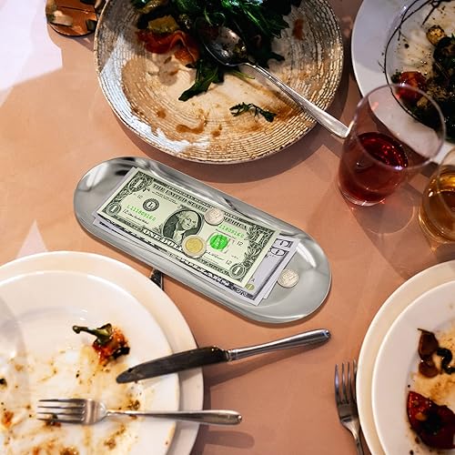 Miniatura 7 de 6 bandejas de punta de metal para restaurante, placa de servicio ovalada, organizador de platos, soporte para facturas de invitados, suministros