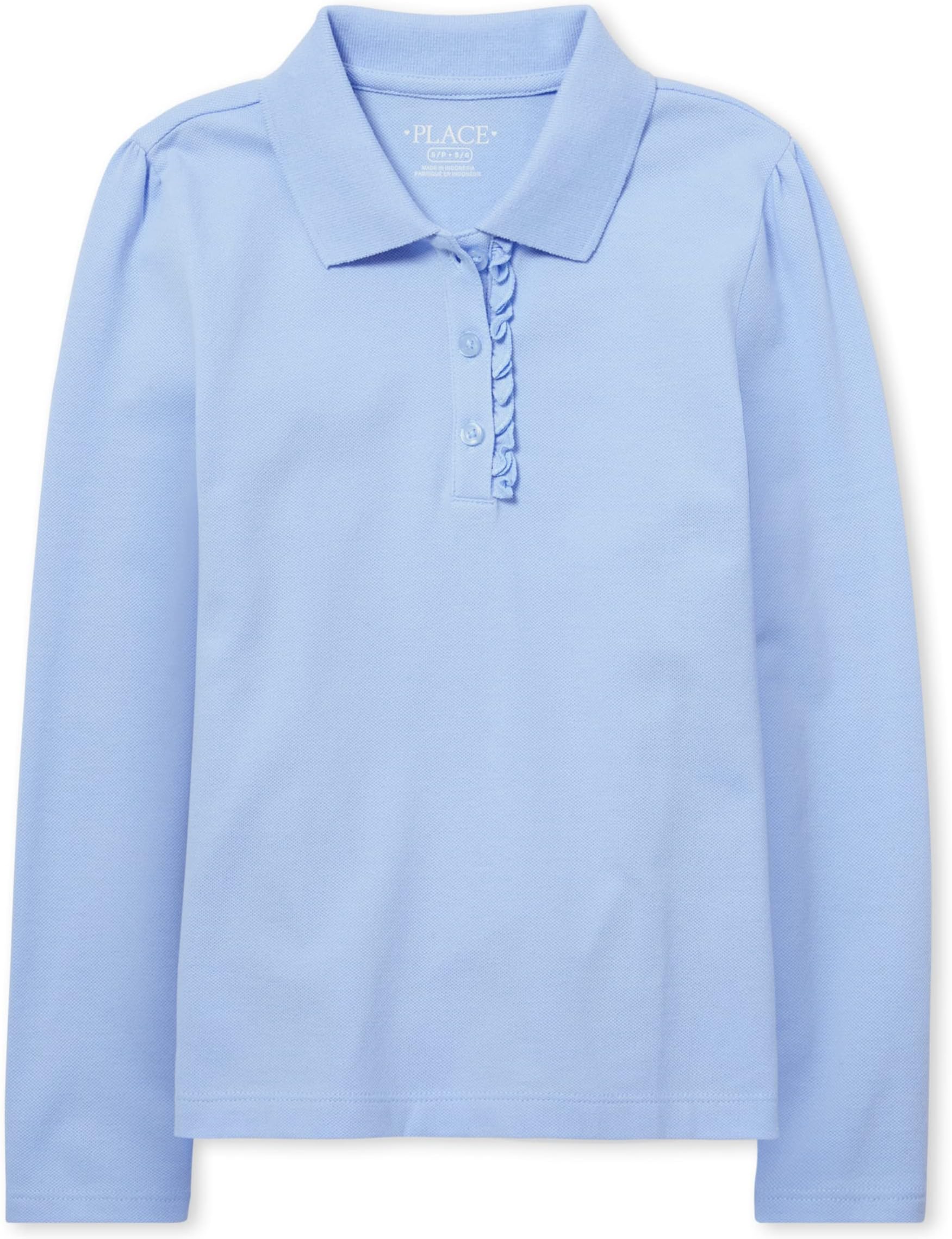 The Children's Place Girls' Uniform Long Sleeve Ruffle Pique Polo