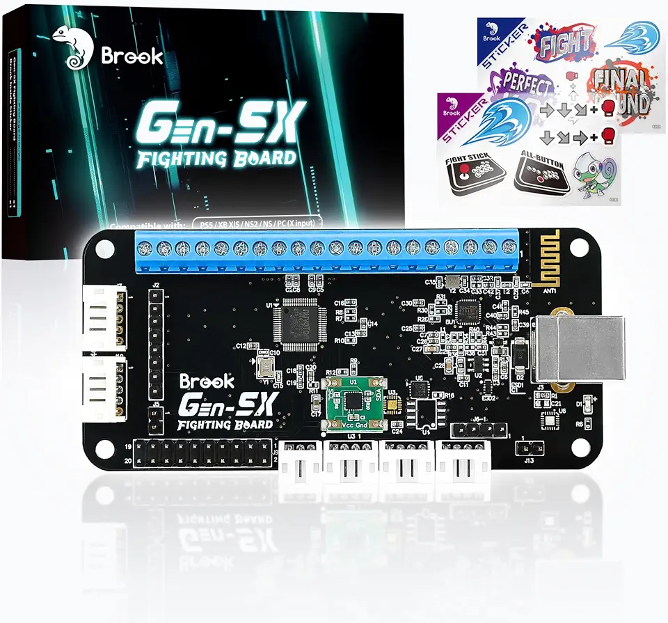 Brook Placa de combate GEN5X – Suporte multiplataforma definitivo: compatível com PS5, Xbox Series, NS 2 e PC – Resposta ultrarrápida ideal para jogos de luta (versão exclusiva)
