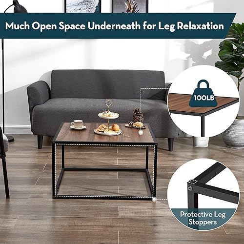 Miniatura 13 de SAYGOER Mesa de centro blanca, mesa de centro cuadrada pequeña, mesa central moderna para sala de estar, oficina, 27.6 x 27.6 x 15.7 pulgadas, fácil