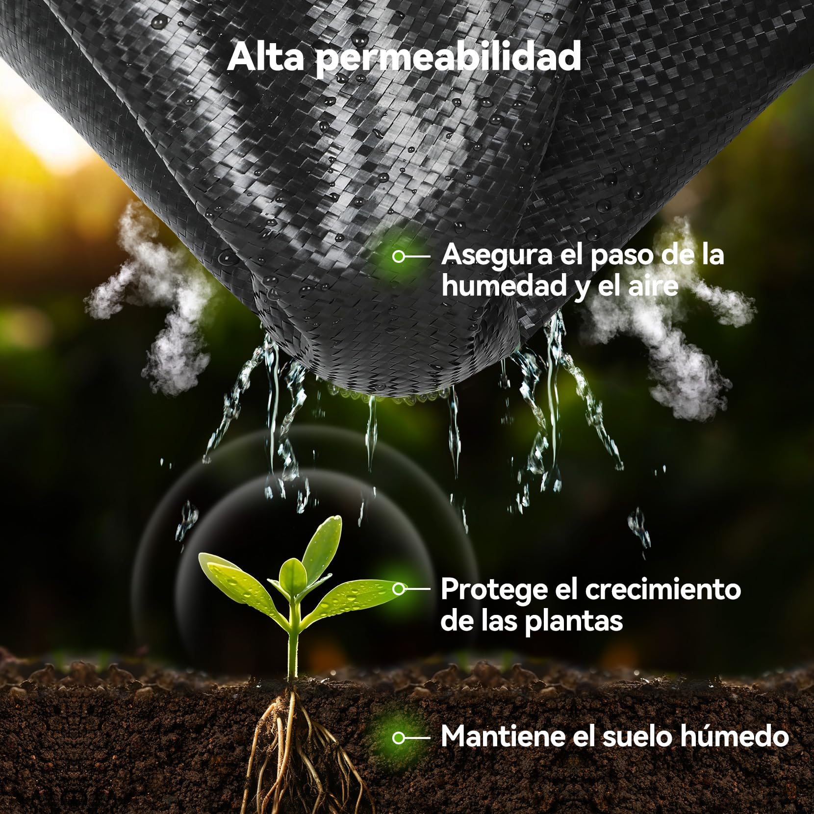 iropro Malla Antihierbas, 4m x 25m, 100m² Malla contra Malas Hierbas, Tela Antihierbas, Tela Geotextil para Control de Maleza, Protección césped Artificial, Lona antimalezas jardín, Anti-UV