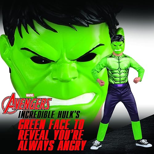 Miniatura 7 de Marvel - Disfraz de Hulk para niños, increíble cartel de Bruce para niños, disfraz de Halloween para niños, con licencia oficial
