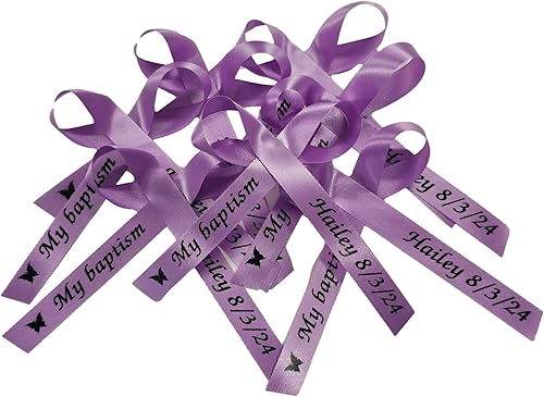 Miniatura 6 de Personalized Ribbons for Bridal Shower Wedding Party Favors or Baby Birthday Bows Bapitsm Christening - Cut or Assembled Bows Custom Ribbon