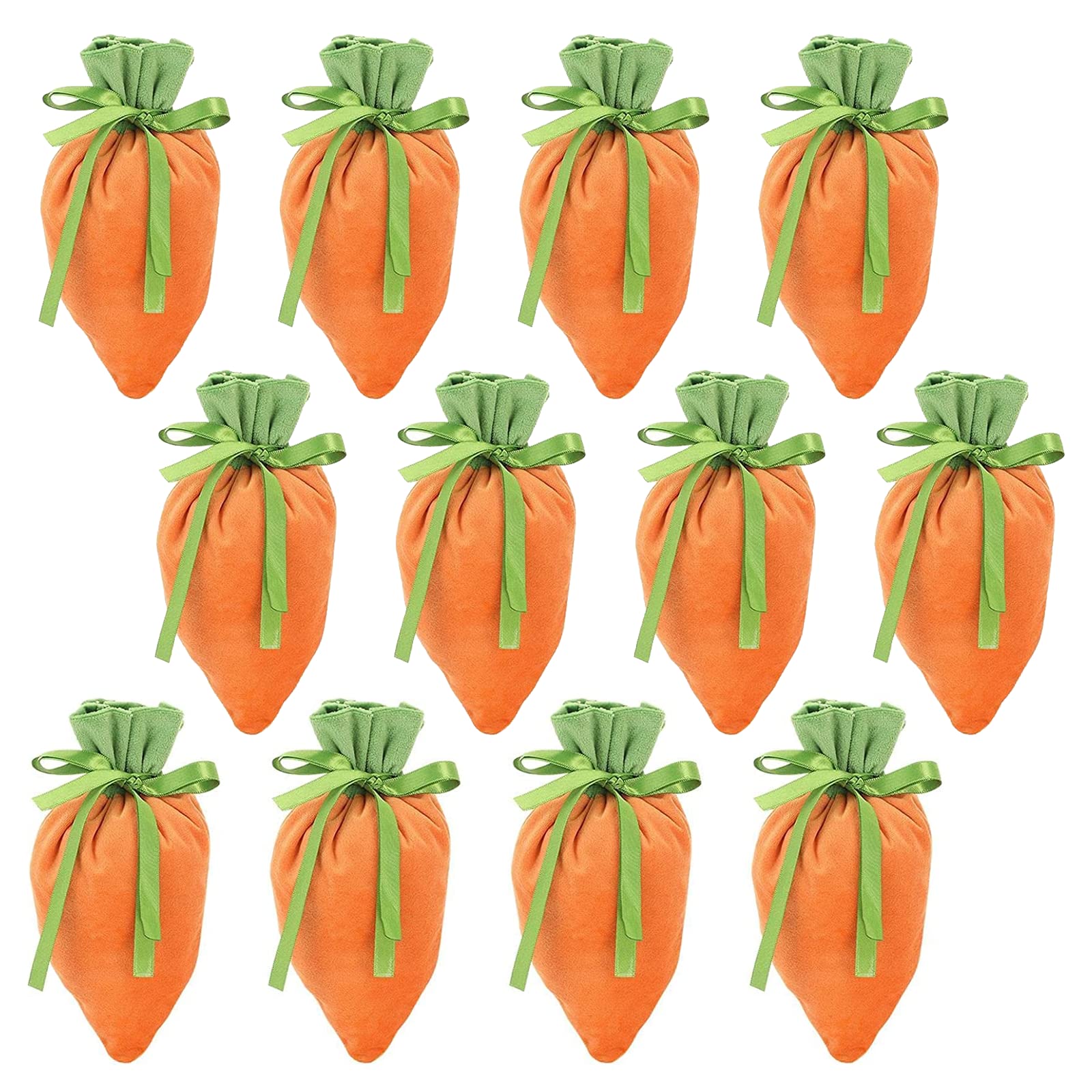 Bfydoaa Carrot Candy Bags 12Pcs Easter Egg Hunt Bag Velvet Drawstring Goodie Bag Gift Pouch For Easter Supplies Favors,Trick Or Treating