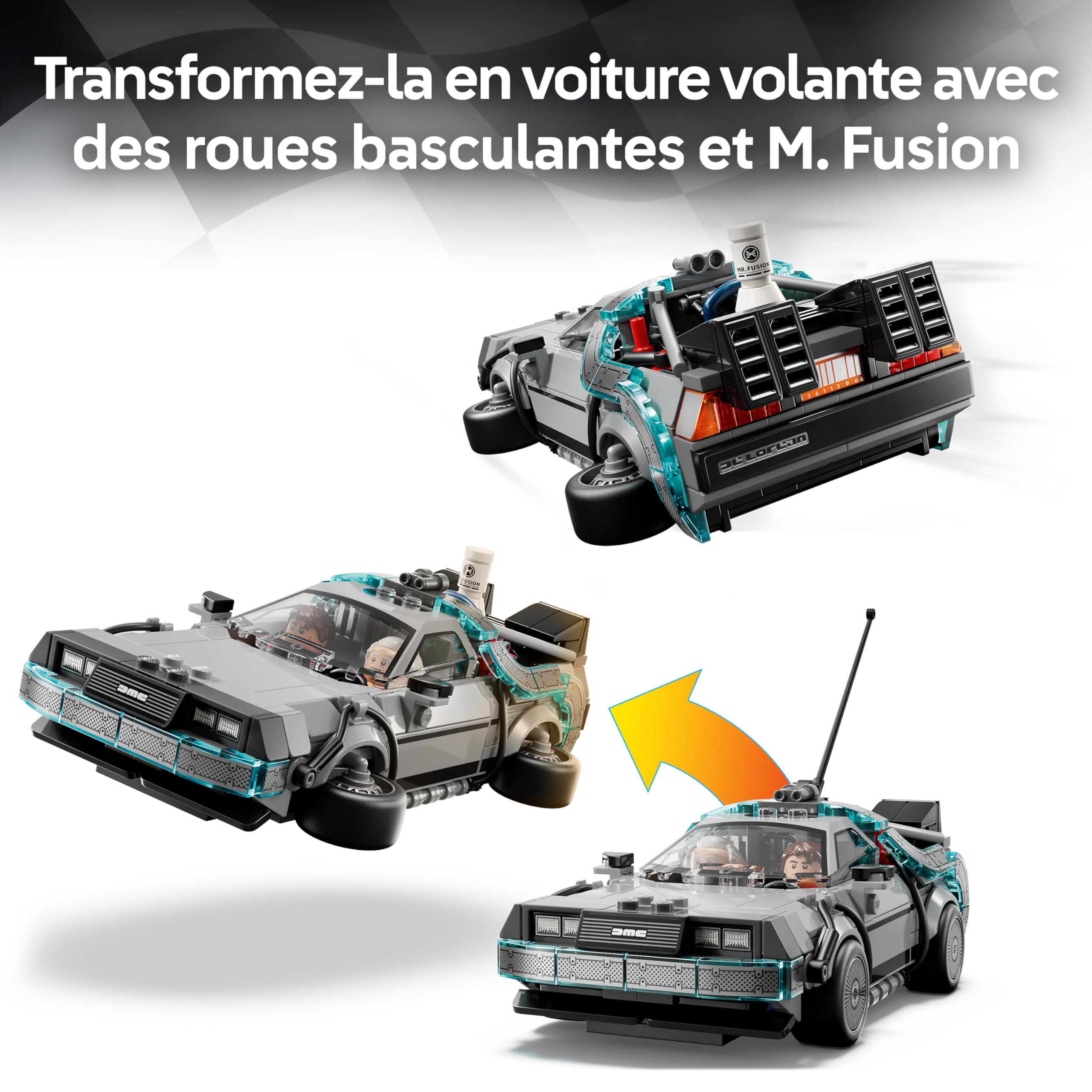 LEGO Speed Champions La Machine à Remonter Le Temps de Retour vers Le Futur - Jouet Voiture - Maquette avec Minifigurines de Doc Brown & Marty McFly - Cadeau pour Garçon, Fille & Fans dès 9 Ans 77256