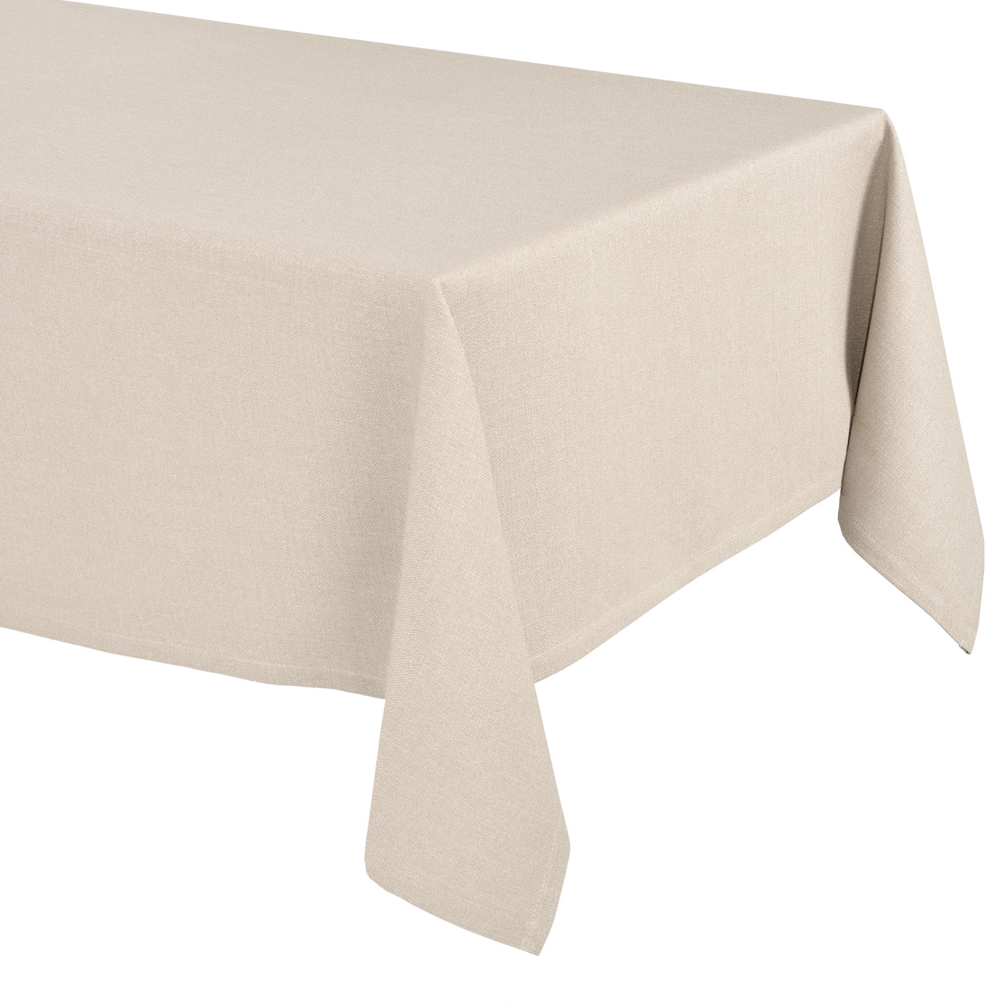 Elegante Tischdecke mit natürlicher Leinenoptik, Lina Tischdecke und Tischläufer, Größe und Farbe wählbar (160 x 130 cm (Rechteckig), Sandbeige)