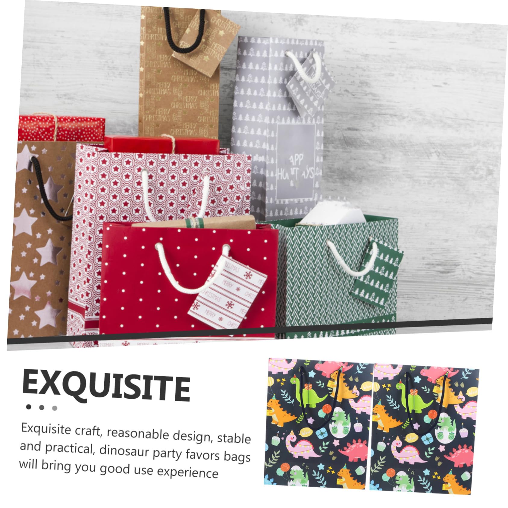 SOLUSTRE 12 Stück Dinosaurier Partytüten aus Papier mit Henkeln Dekorative Geschenktasche mit Cartoon Motiv für Jungen zum Geburtstag