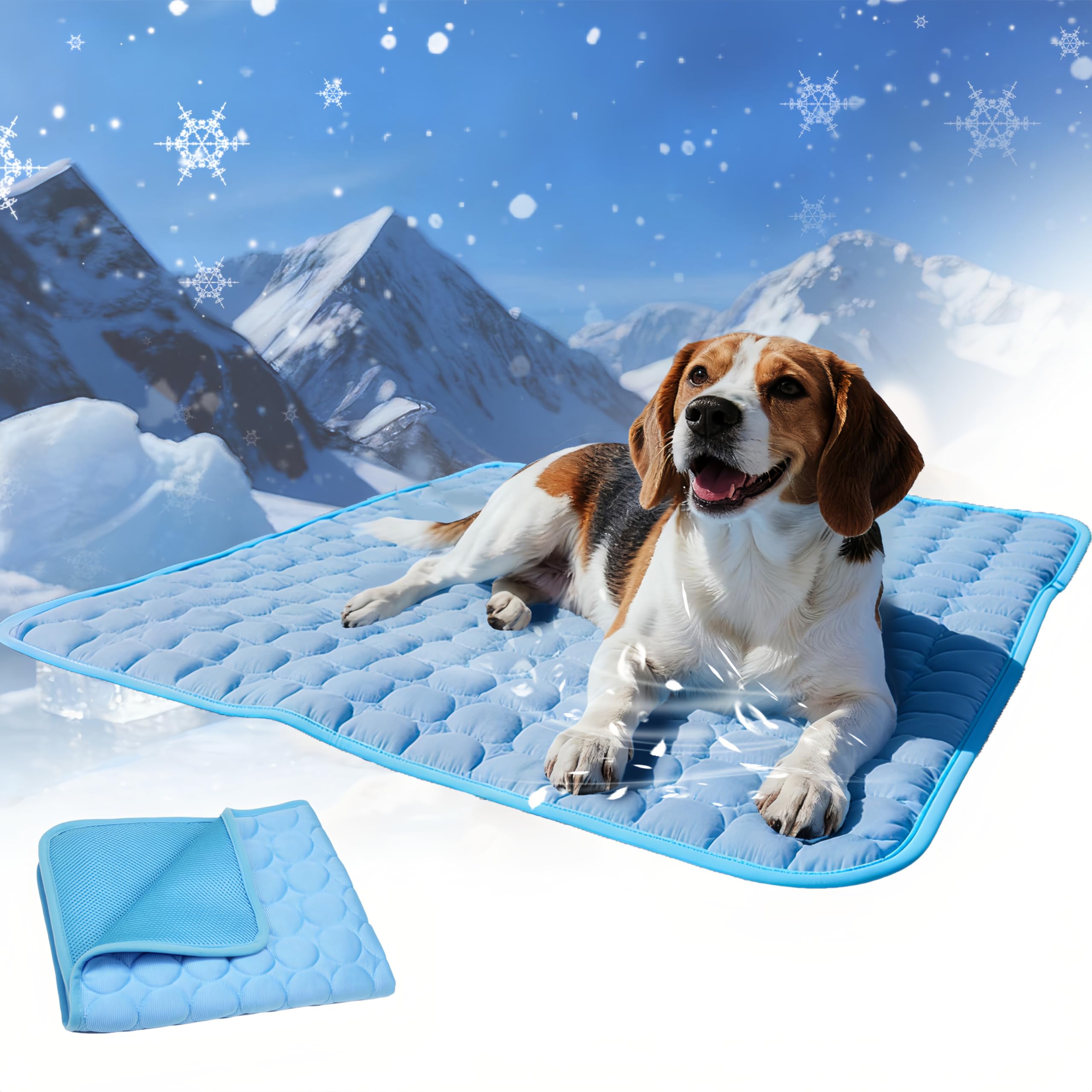 Gonggi Cat Cooling Mat, Dog Cooling Mat Pet Cool Mats, Small Medium Large Pet Cooling Pad, 3 Layer System Non Slip Ice Silk Cool Mats, Washable Cooling Pads Indoor Outdoor (blue-L)