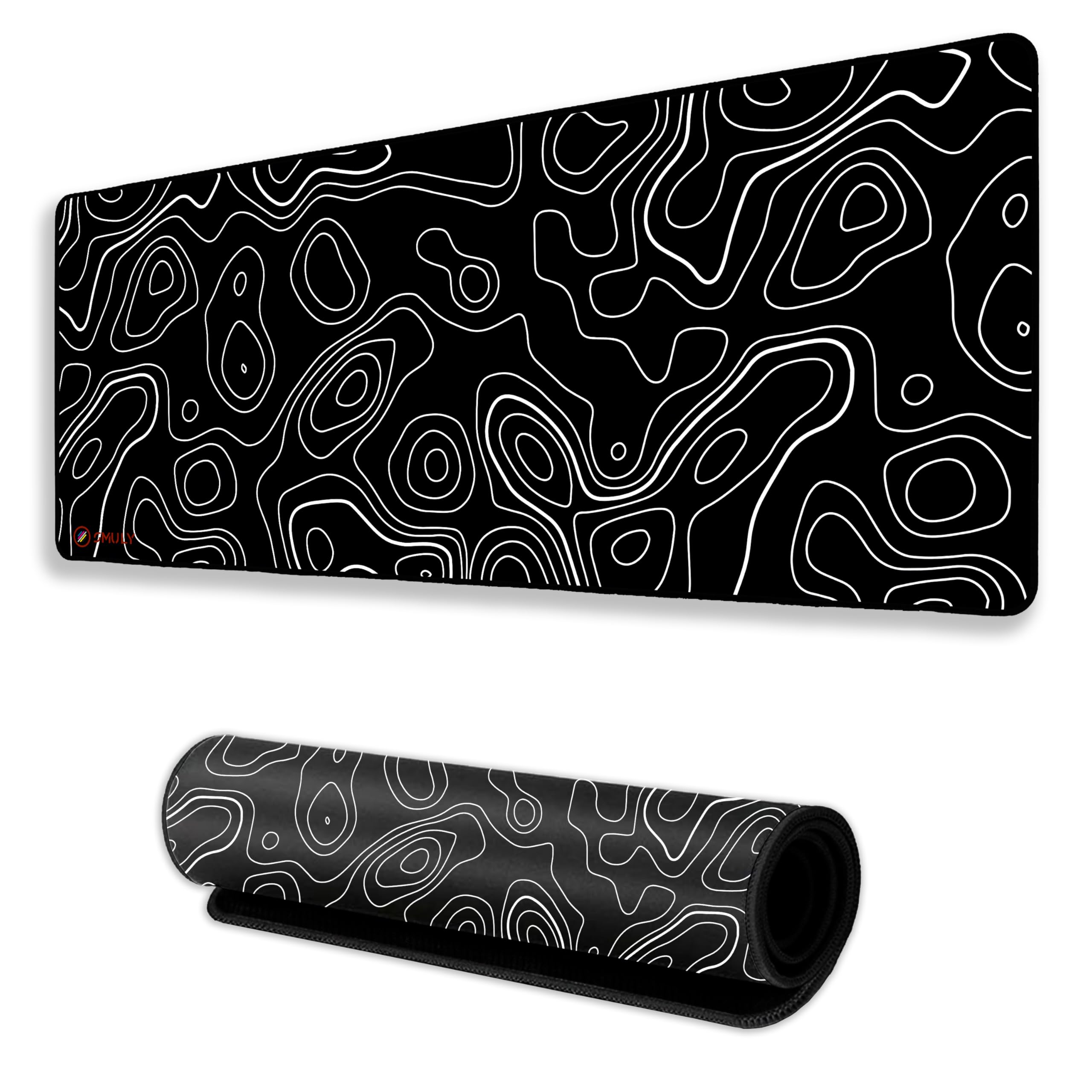 Black Minimalist Contour Line Extended Mouse Pad, 58.5 x 28 cm Large Desk Mat, 2mm Thick Non-Slip Rubber Base, Smooth Surface for Office, Gaming, Laptop & Workstation Setup-image-12