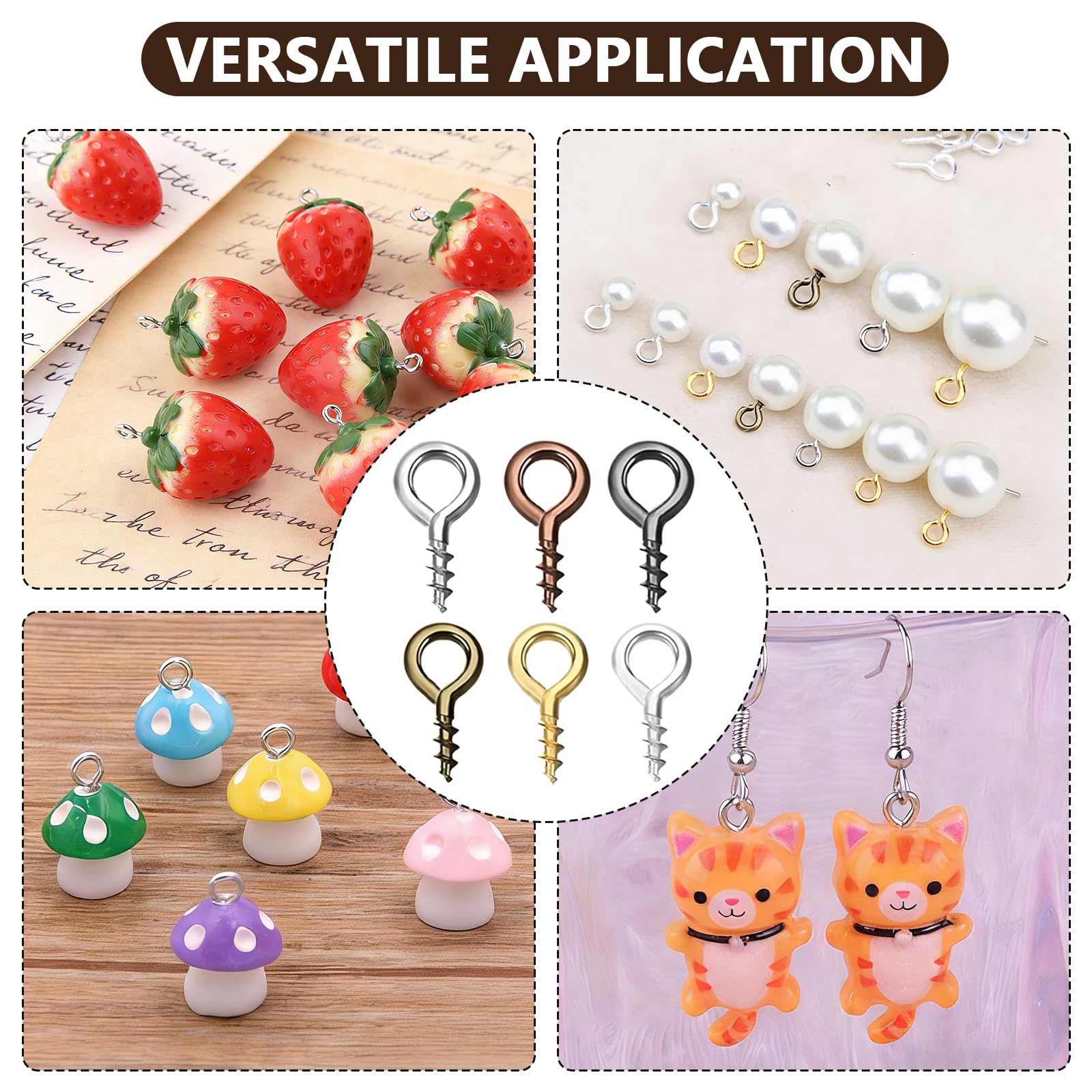 600 piccole viti a occhiello, 4 x 8 mm, occhielli a vite in metallo, mini occhielli a vite, gancio a vite, viti per occhi, piccole viti per occhio, mini viti a occhiello per la creazione di gioielli