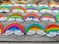 Vista 2 de Paquete de 24 juguetes para ansiedad a granel con forma de arco iris para adultos y niños, suministros de fiesta de cumpleaños y premio de burbujas