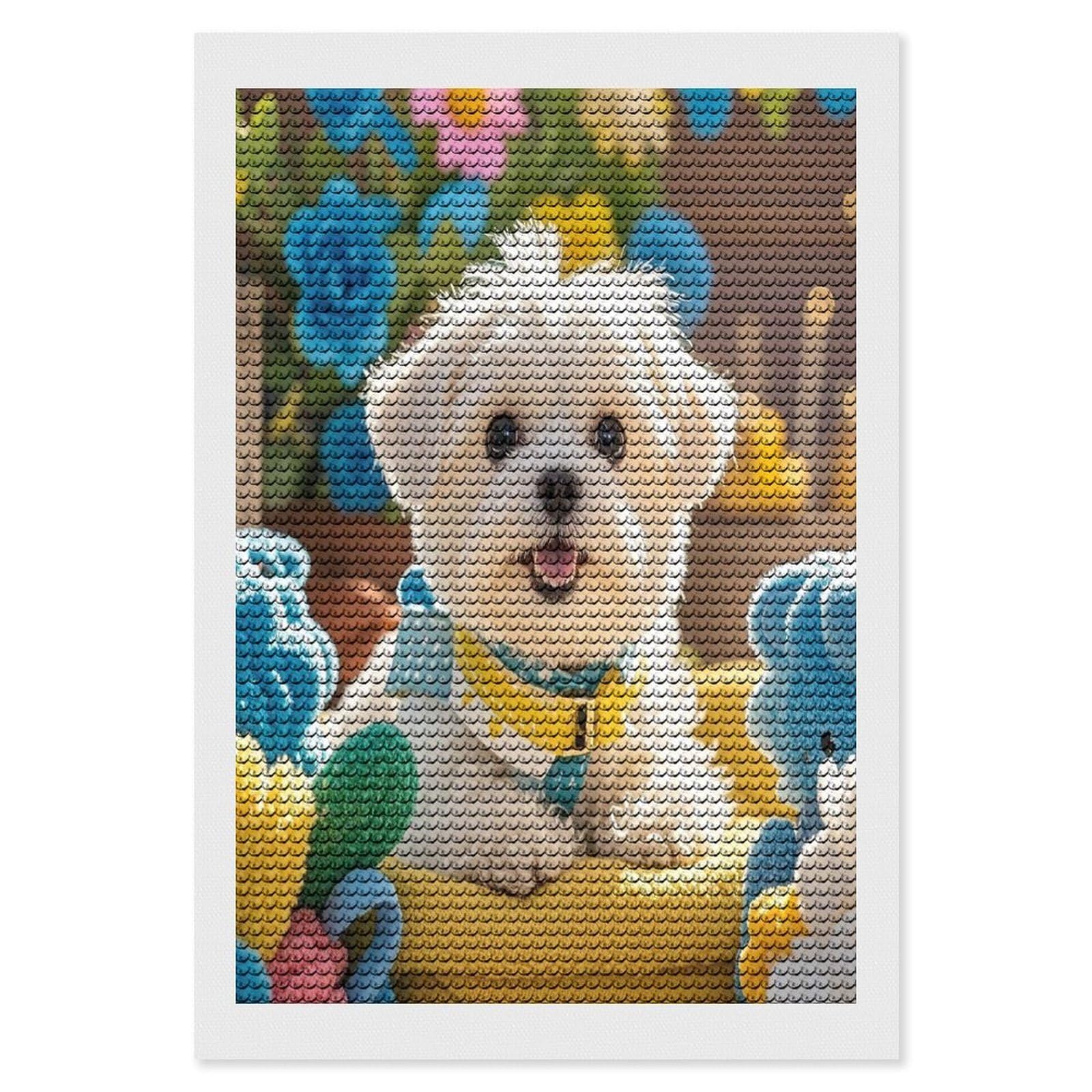 FekiLoot Cute Maltese Puppy Diamond Painting Kits for Adults Full Round Drill Diamond Art Kits for Beginners 5D DIY Diamond Dots Paintings Diamonds Pictures Gem Art Home Wall Decor 8"x12"