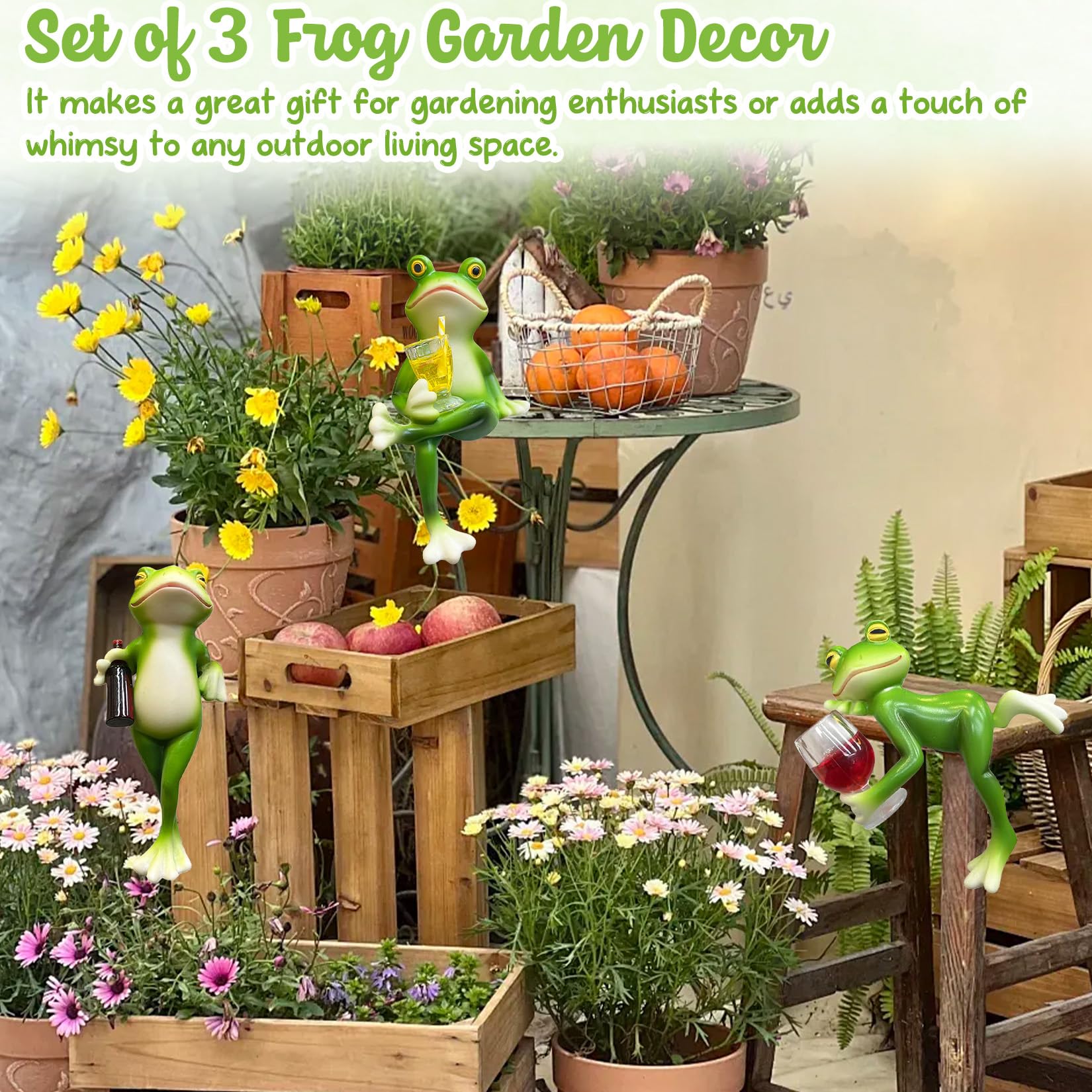 3 mini rane statuette per fiori da appendere a forma di rana, decorazione per piante in vaso, decorazione da giardino, mini laghetto, rana, decorazione da giardino, per laghetto da terrazzo
