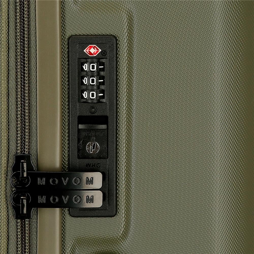 Movom Wood Walizka kabinowa, średnie, duże i zestawy, sztywne ABS zamknięcie TSA, 4 podwójne koła wysuwany bagaż podręczny Joumma Bags, khaki, 52x75x33 cm, Duża walizka 75
