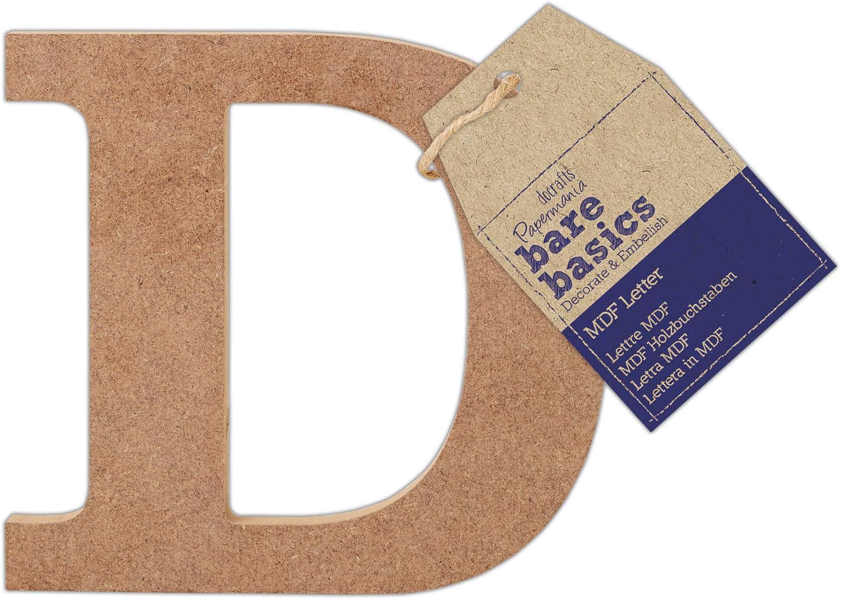 Papermania Bare Basics MDF Letter 1 Piece D, Art, Craft, Alphabet Sign, Name Plaque, Make Them Personalised, Decorate with Paint, Glitter, Stencil, Vinyl, Small Plaque for Home Decor