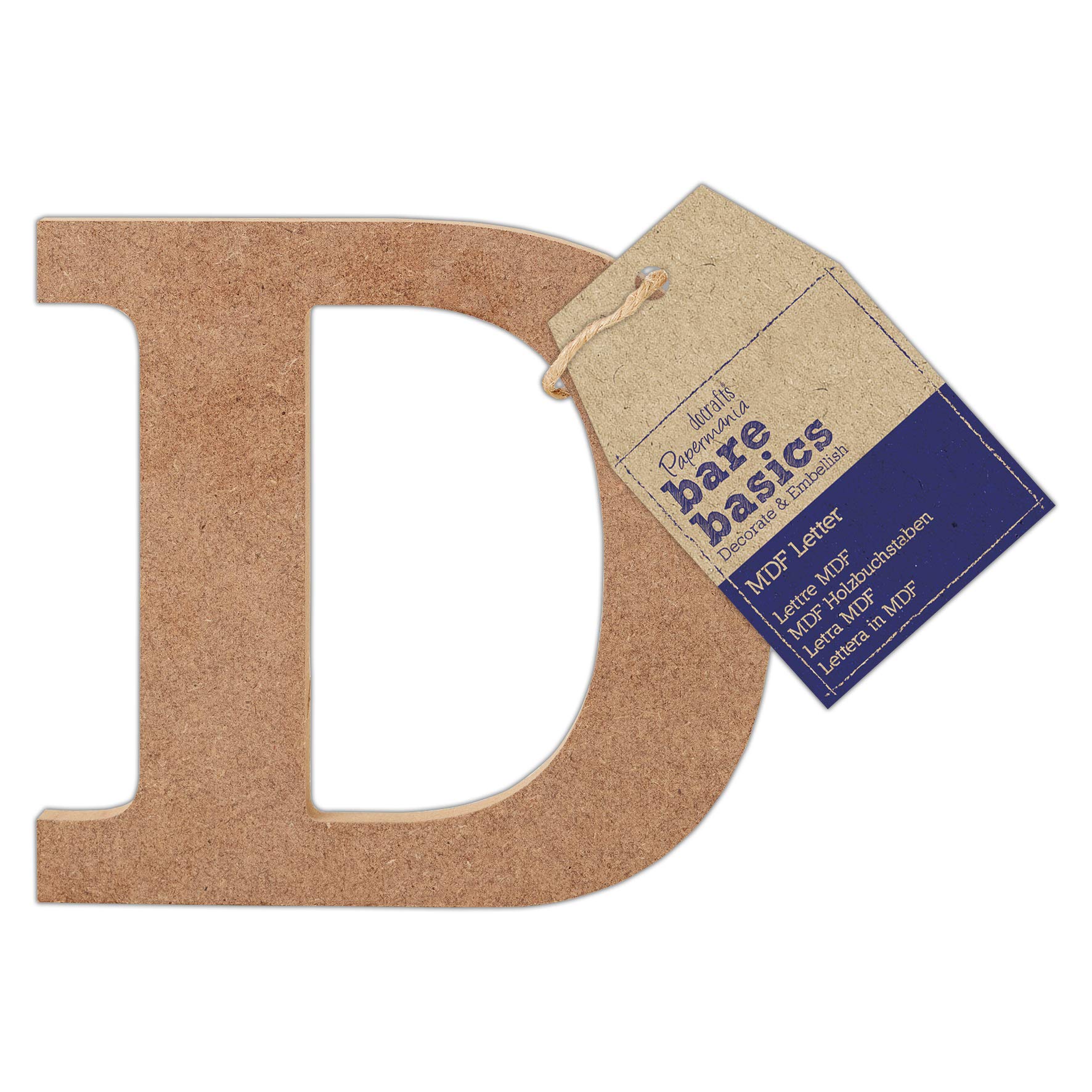 Papermania Bare Basics MDF Letter 1 Piece - D, Art, Craft, Alphabet Letter, Sign, Name Plaque, Make Them Personalised, Decorate With Paint, Glitter, Stencil, Vinyl, Small Plaque For Home Decor