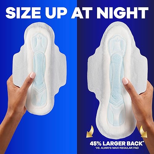 Miniatura 6 de Always Maxi Overnight Pads con alas para mujer, talla 4, absorción nocturna, sin perfume, 84 unidades (3 paquetes de 28)