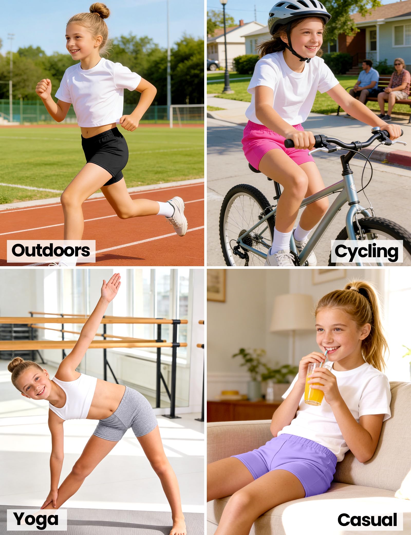 Auranso Leggings Cortos Niñas Pantalón Shorts Deportiva Mallas 2-10 Años,Pack De 8