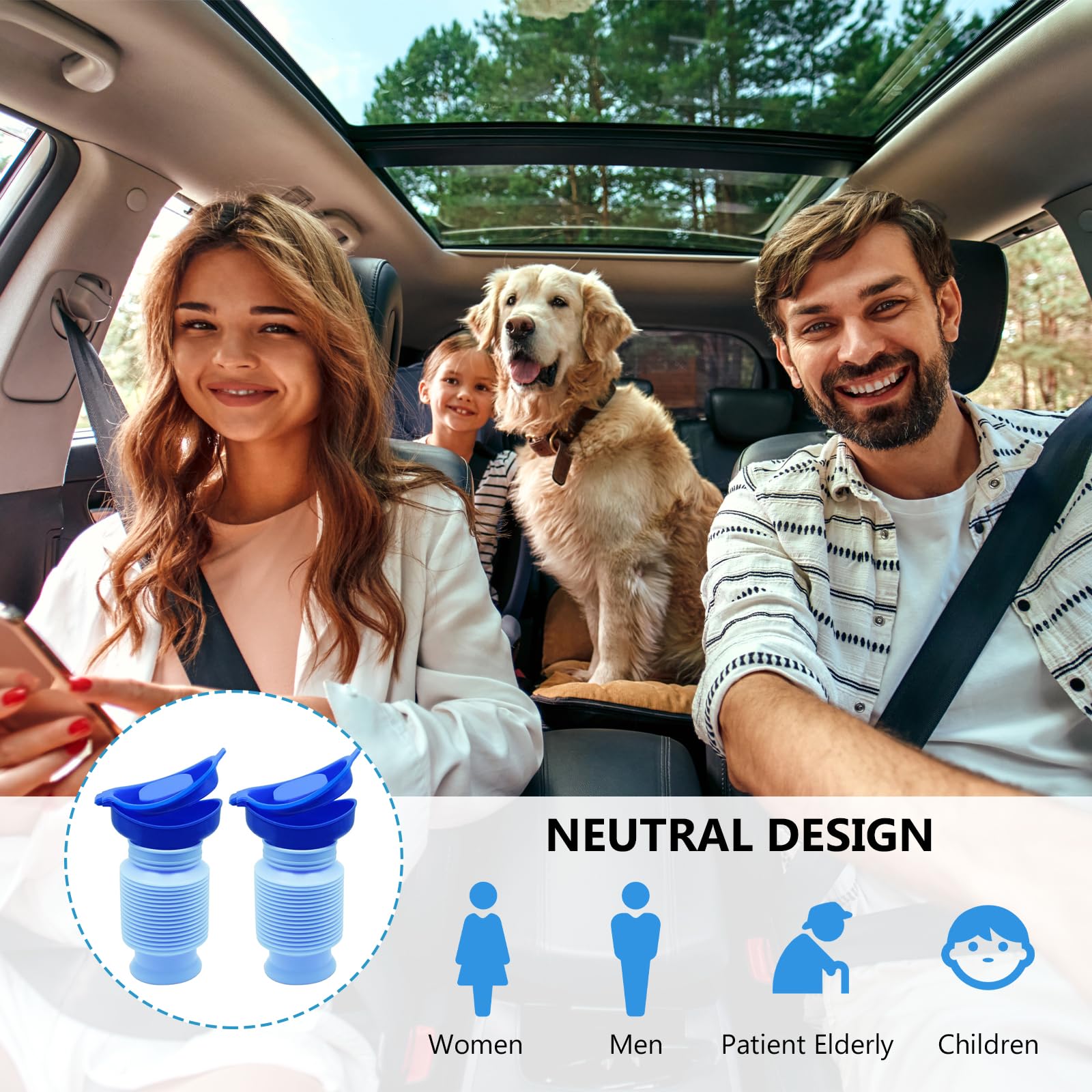 2 Pièces Urinoirs Portable, Urinoirs Rétractable Réutilisable, Urinoir d'urgence Rétractable 750ml, Bouteille D'urine Mobile Portable, Urinoir pour Camping Voyage Extérieur et Voiture