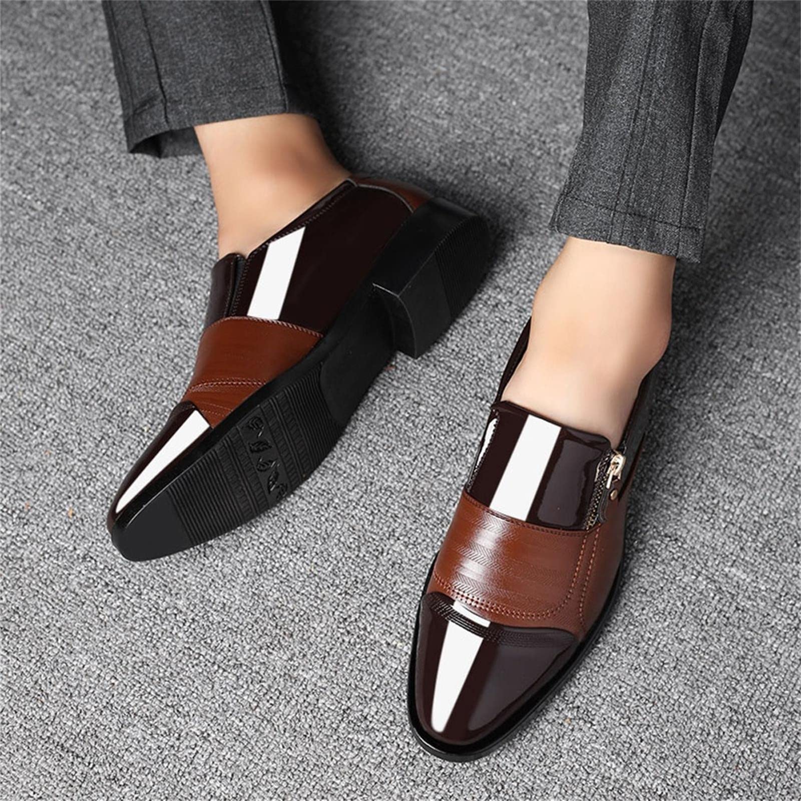 SRZYMJ Anzugschuhe Herren, Anzugschuhe Herren Lederschuhe Schnürhalbschuhe Hochzeitsschuhe Business Oxford Derby Schuhe Brogues Klassischer Schnürschuh Schwarz Braun EU 39-47 Business Schnürschuh