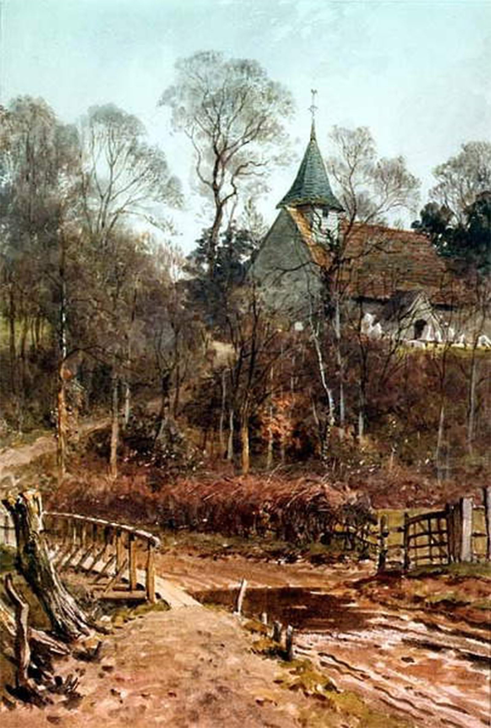 RZHRHJES Abstract Painting Poster Art Print Canvas Print Poster Round My House Pyrford Church by Henry Sutton Landscape Canvas Painting for Office Decor 60x90cm