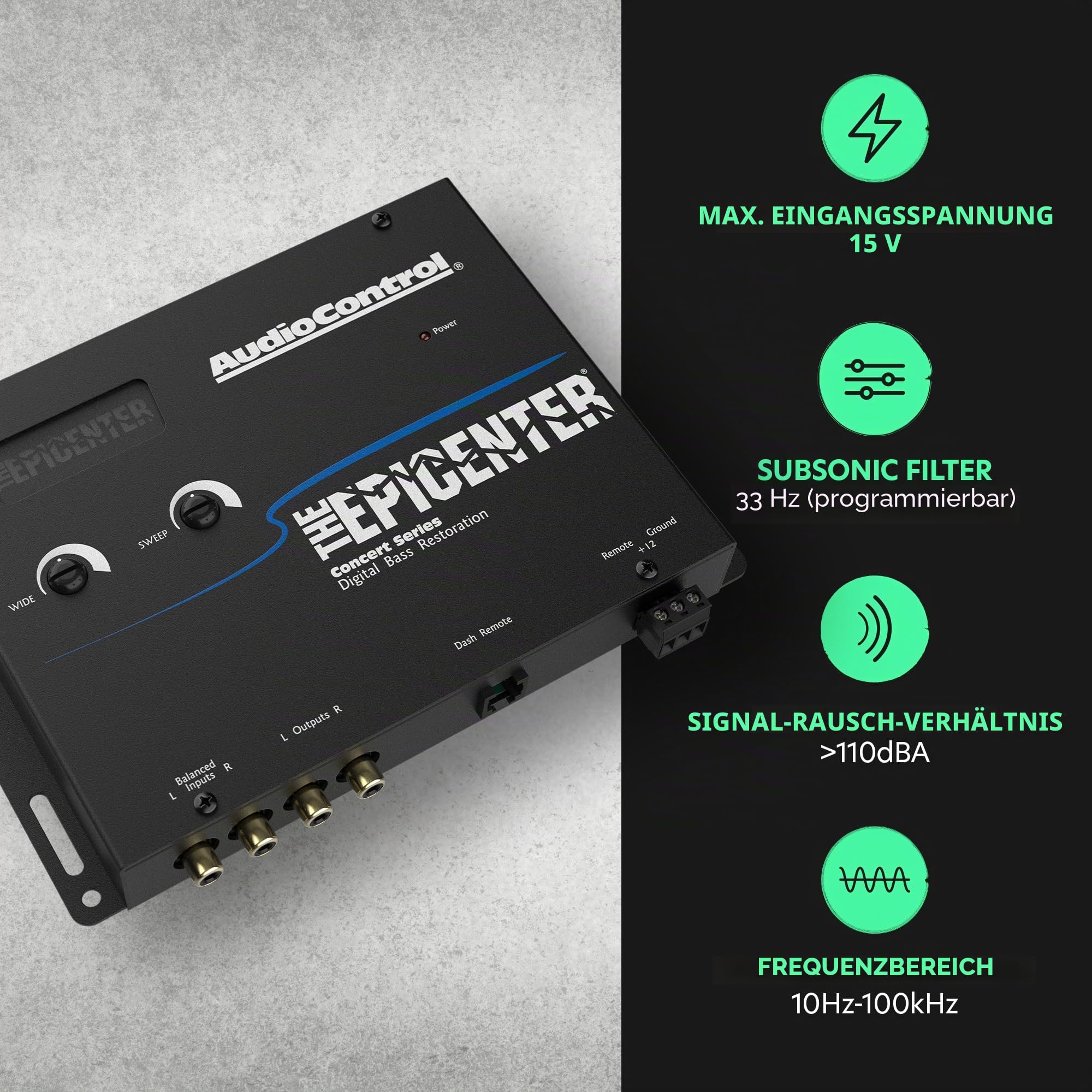 AudioControl The Epicenter Bass Booster Expander & Bass Restaurierung Prozessor mit Fernbedienung (schwarz)
