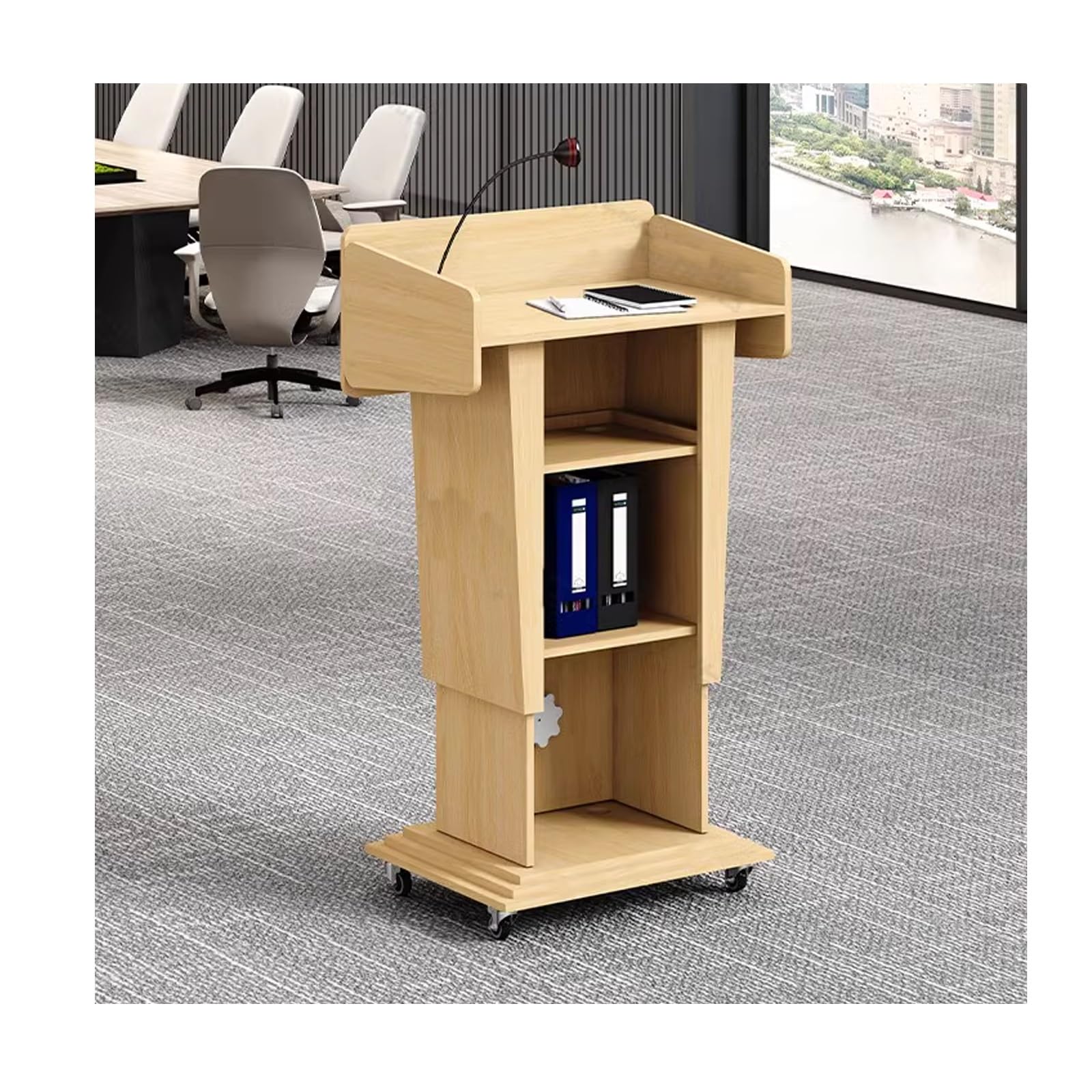 CGCSYZ Adjustable Portable Podium for Conferences Seminars & Classrooms Wood Lectern with Height Control Ideal for Public Speaking & Presentations (Wood 48.5 * 60cm)