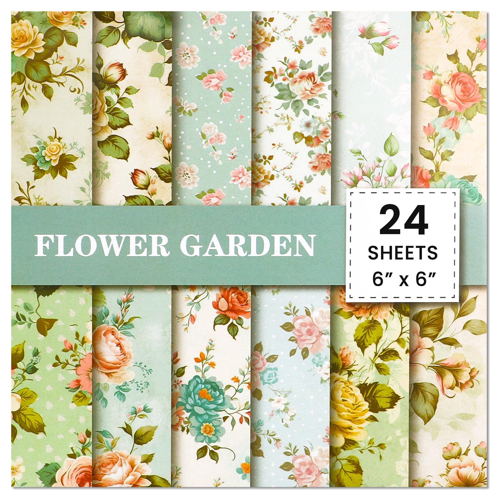 DIY Journaling Cardmaking Paper 24-Sheet 6x6 Vintage Floral Scrapbook ...
