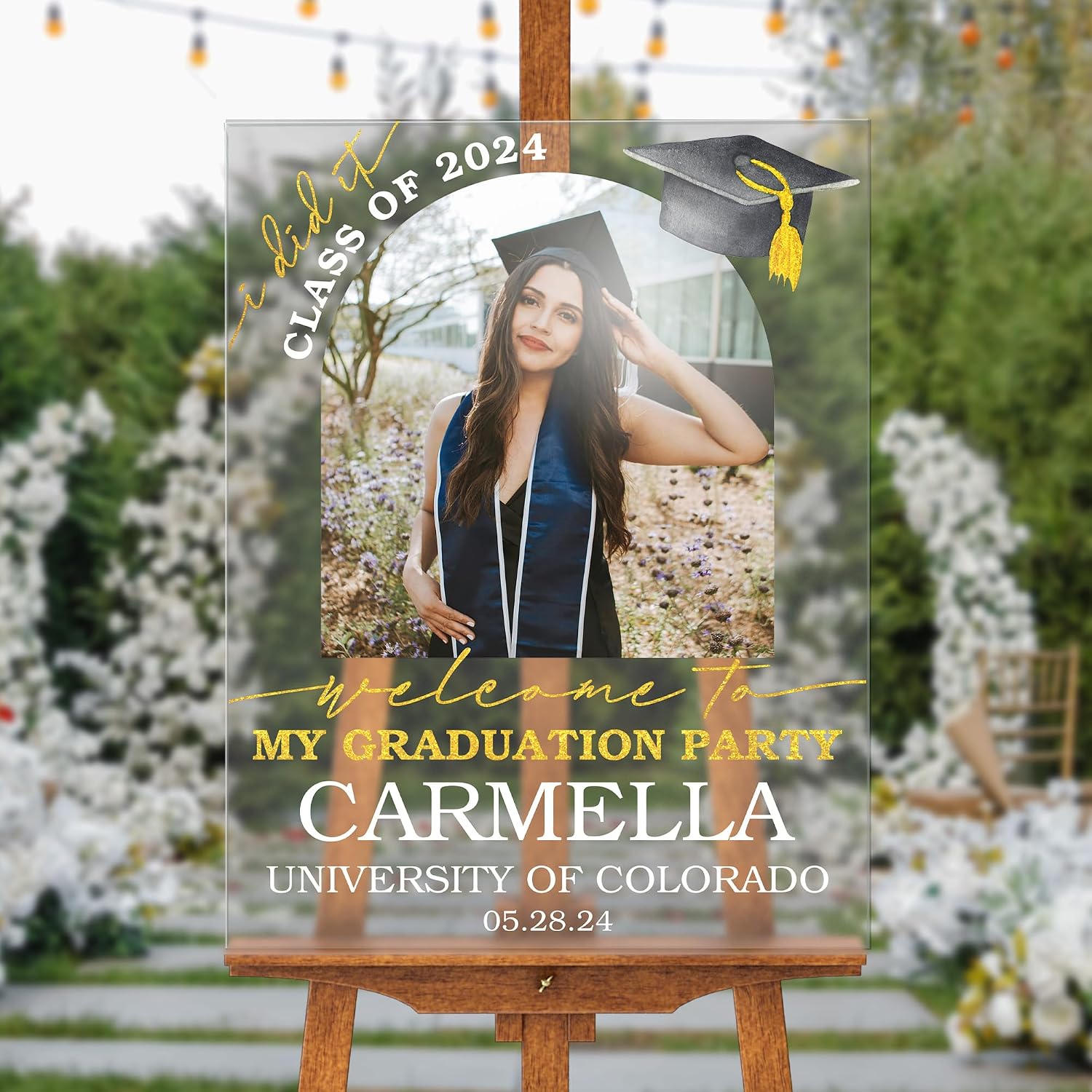 18"x24" Custom Welcome Sign for 2026 Graduation Party, Personalized Graduation Sign with Photo and Text Class of 2026, Congratulation Decor, Custom Acrylic, Foam Board, or Coroplast Sign p (Design 6)