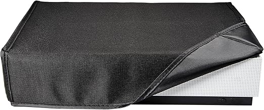 eXtremeRate Black Horizontal Dust Cover for Xbox One S Console Custom Designed Double Layer Soft Neat Lining Waterproof Dustproof Precision Cut Easy Access Cable Port