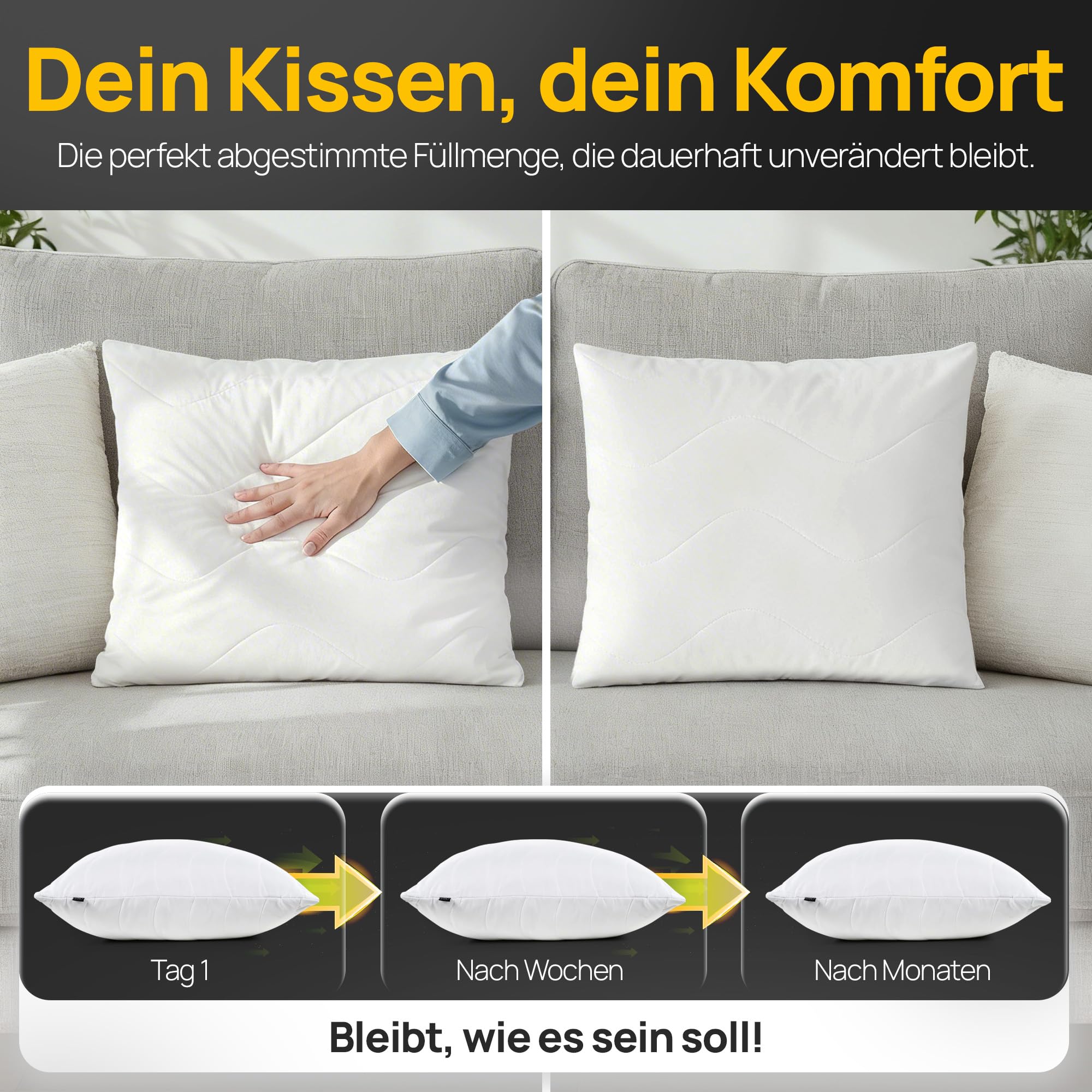 LILENO HOME Poduszka 50 x 50 cm [zestaw 2 sztuk] jako poduszka dekoracyjna z zamkiem błyskawicznym do regulacji, nadaje się do prania w temperaturze do 95°C, sofa i poduszka dekoracyjna na kanapę