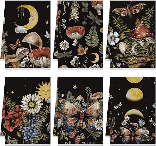 Bencailor 6 toallas de cocina retro de 15.7 x 23.6 pulgadas, toallas de mano vintage de granja, paño decorativo absorbente para decoración de baño,