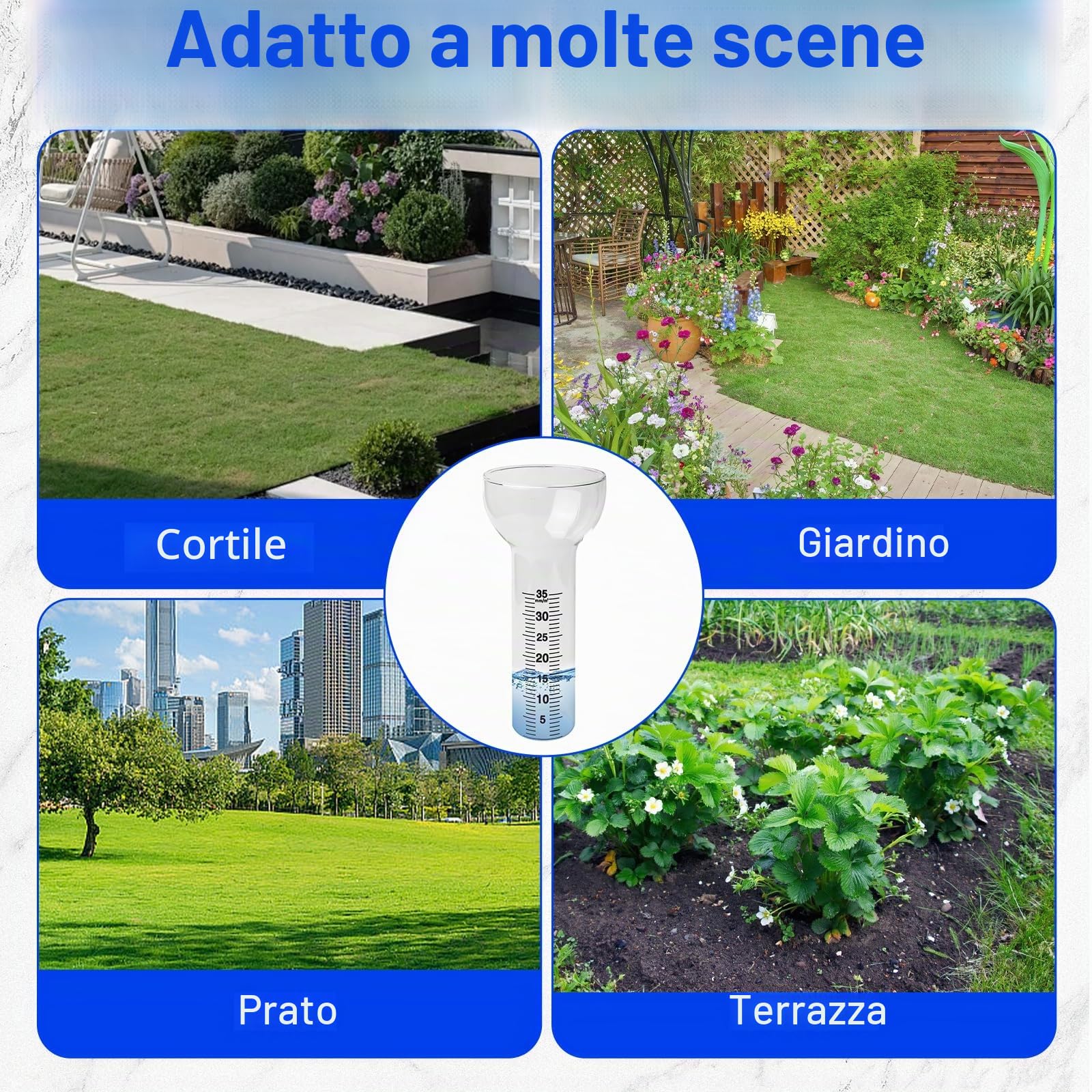 BAIFULAI 2 pluviometro antigelo, vetro di ricambio per misurazioni da 1 a 35 mm, pluviometro in vetro, Rain Gauge, a forma di imbuto per la visualizzazione dell'acqua da giardino all'aperto per la