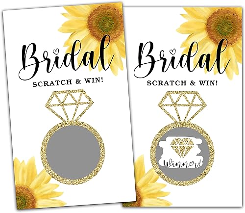 Miniatura 1 de Juego de 50 tarjetas para raspar para despedida de soltera, sorteo floral de girasol, boletos de lotería, para despedida de soltera, despedida de