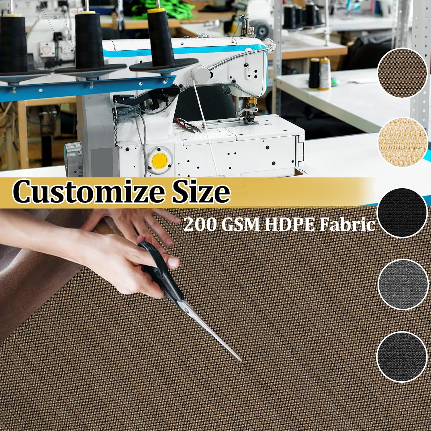 Shade&Beyond Customized Size 8' X 21' Shade Cloth with Grommets, 90% UV Protection UV Protection Mesh Tarp Sun Screens for Patio GN05, Mocha