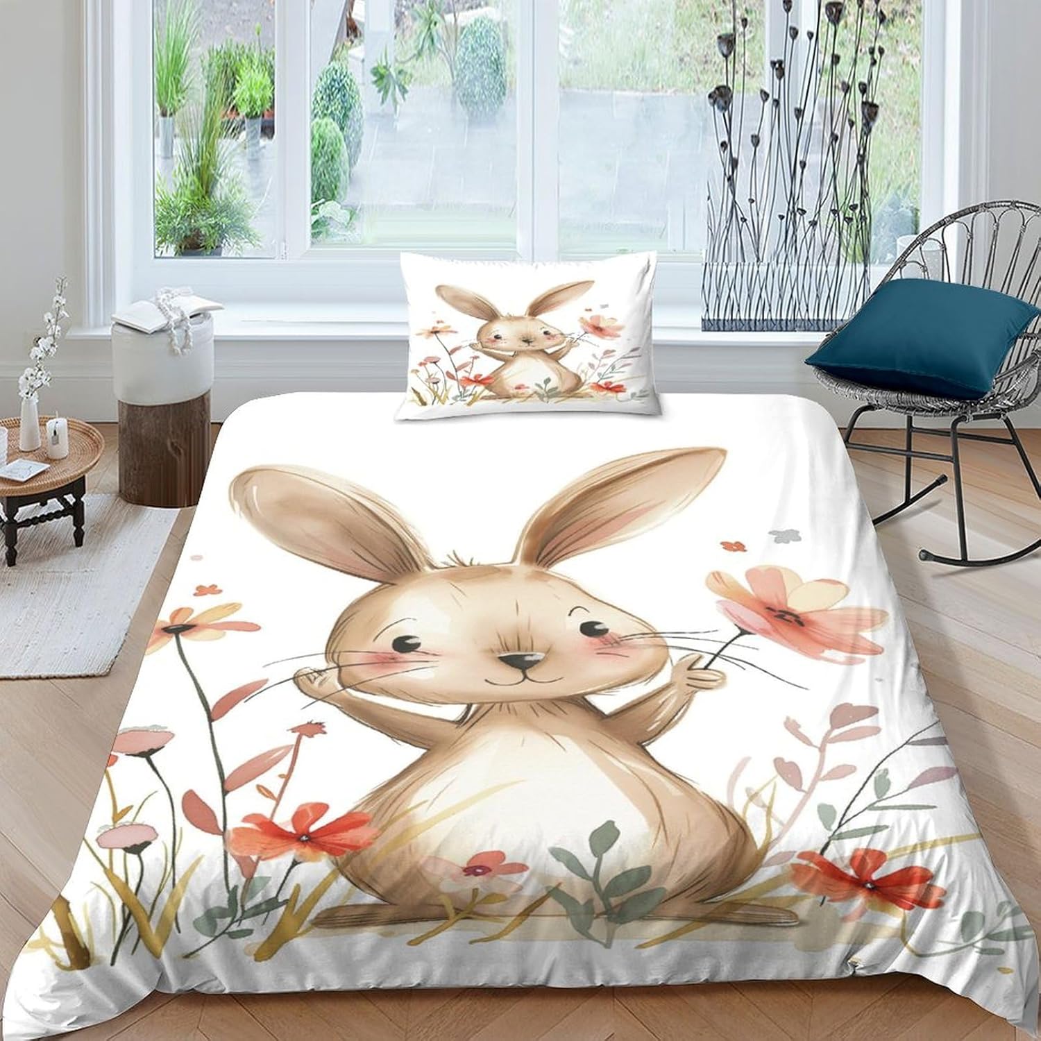 VesFy Cartoon Rabbit Children's Bed Linen Set, Children, Boys, Duvet
