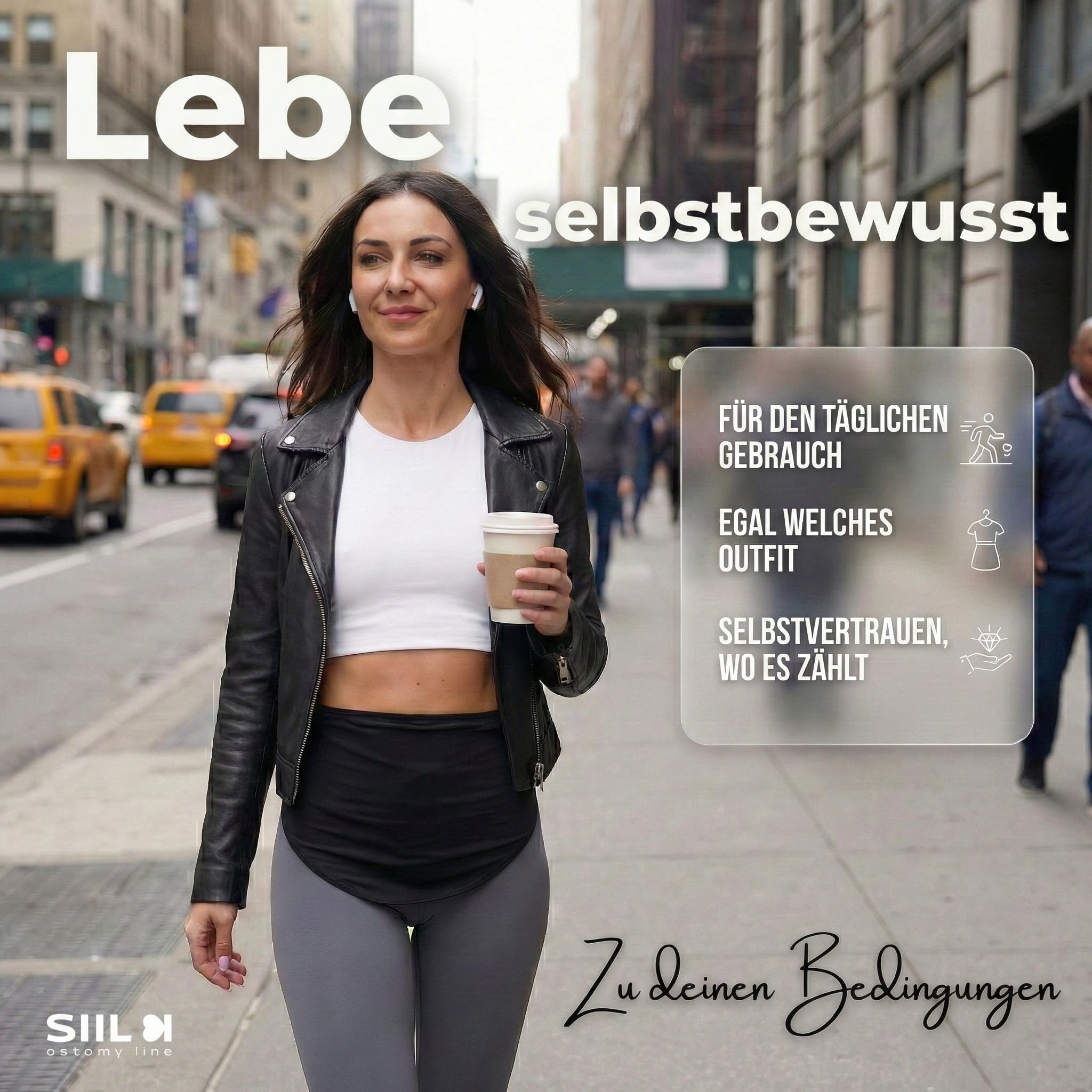 SIIL Stoma Gürtel Schwarz Ostomy Belt | Ostomie Support Gürtel | Sport & Schwimmen | Ostomiebeutelhülle | Innentasche für Stomabeutel