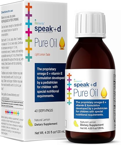 Lifetrients Speak+D Pure Oil - Limón natural - 4.05 oz - Pediatra formulado para apoyar a niños con requisitos nutricionales especiales - Mejorado