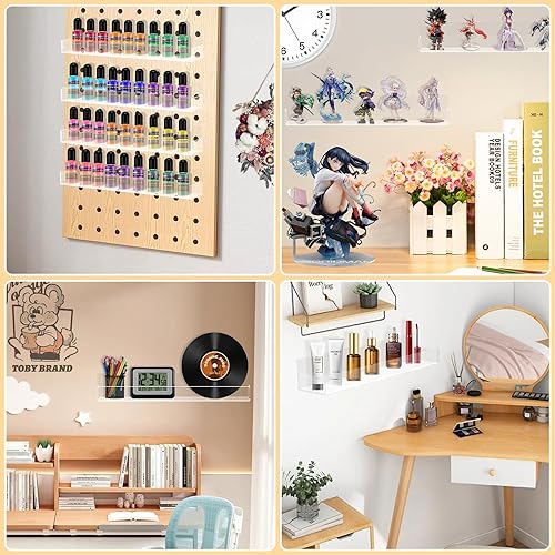 Miniatura 4 de Estante acrílico para especias de montaje en pared, estantes flotantes transparentes de 15 pulgadas, estantería colgante invisible para niños, para