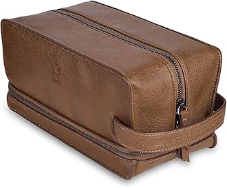 Leather Toiletry Bag for Men, Gift For Men, Mens PU Leather Shaving Bag, Leather Dopp Kit for Men, Toiletry Bag, Mens Travel Toiletry Bag, Hygiene & Grooming Kit Organizer.