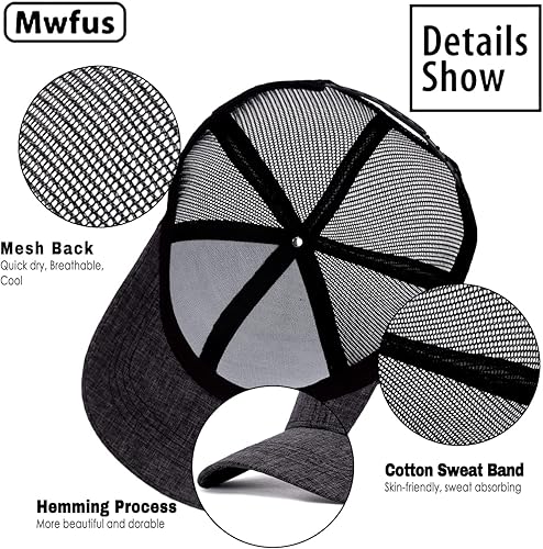Miniatura 6 de Mwfus Gorra de camionero en blanco, gorras de béisbol a presión, gorras de malla ajustables para hombres y mujeres