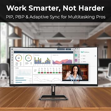 Deco Gear 34-Inch Business Curved Super UltraWide WQHD Monitor 3440 1440 R1500 100Hz 1ms 100% sRGB HDR 2 DisplayPort 2 HDMI Tilt Adjustable PIP/PBP Low Blue Light, American Seller