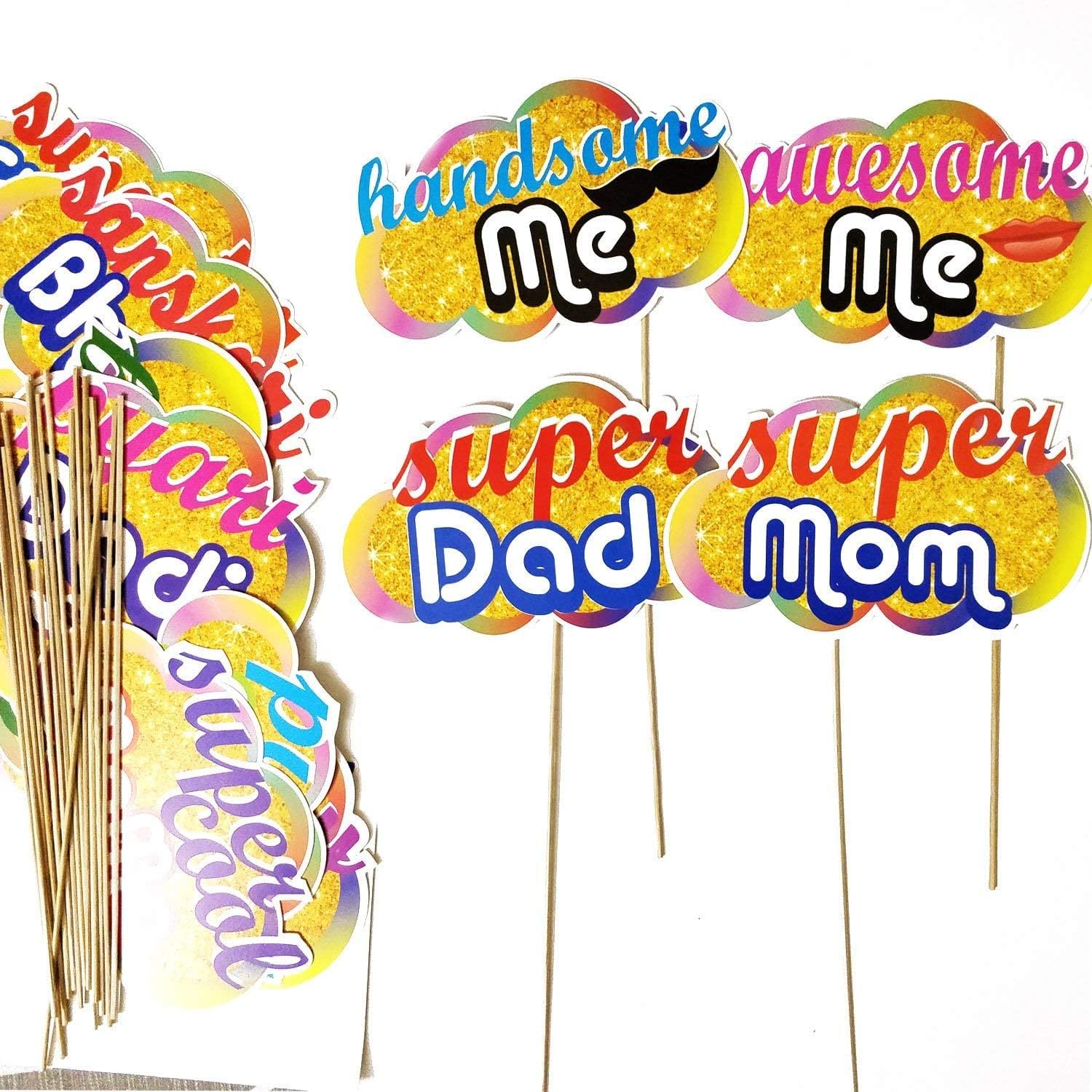Indian Collectible - Set di 18 accessori per foto di famiglia indiana per tutte le occasioni, realizzati a mano, per feste di primo compleanno, per lui o per lei, per feste di compleanno